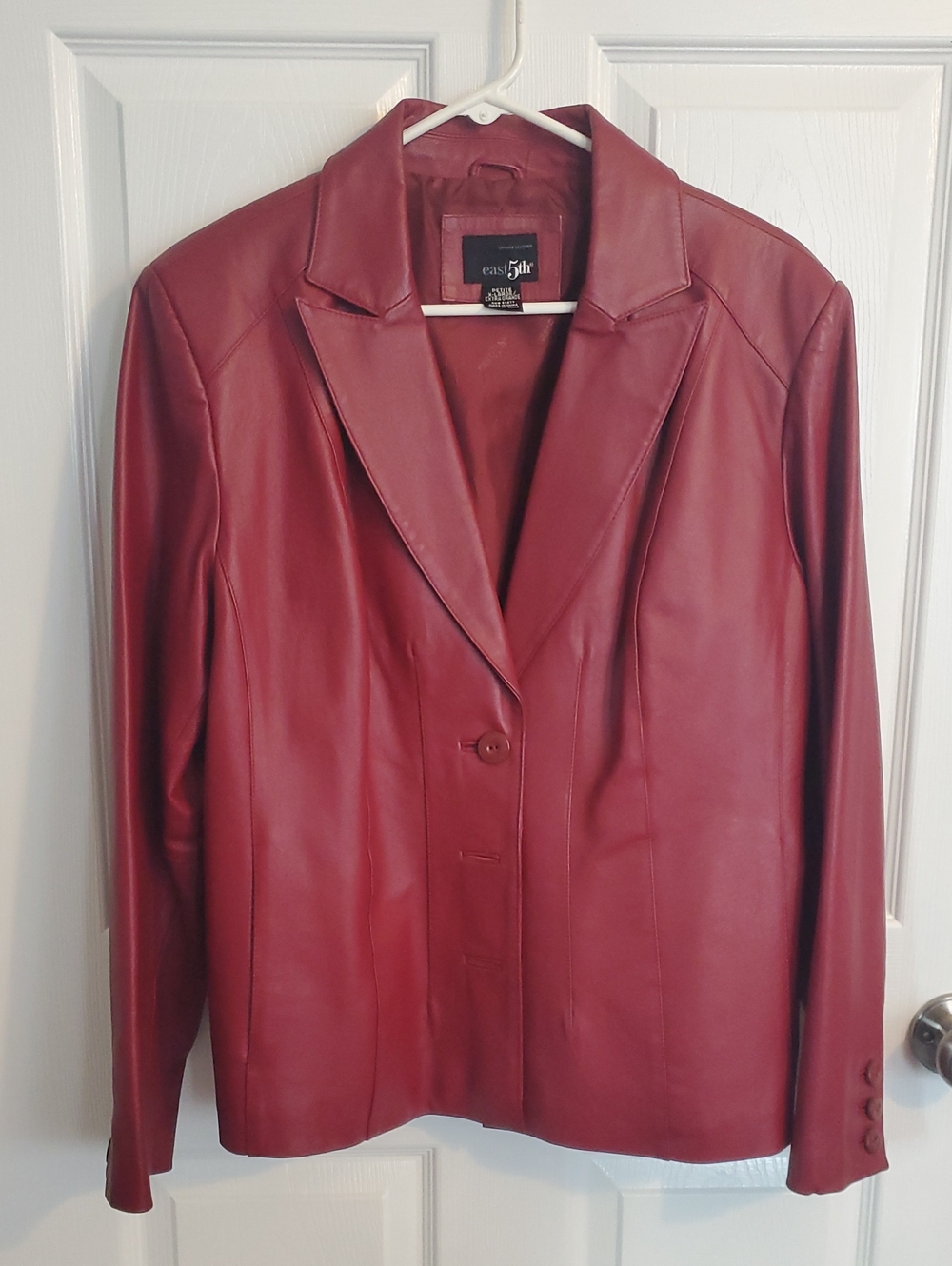 East 5th Wine Red Leather Blazer